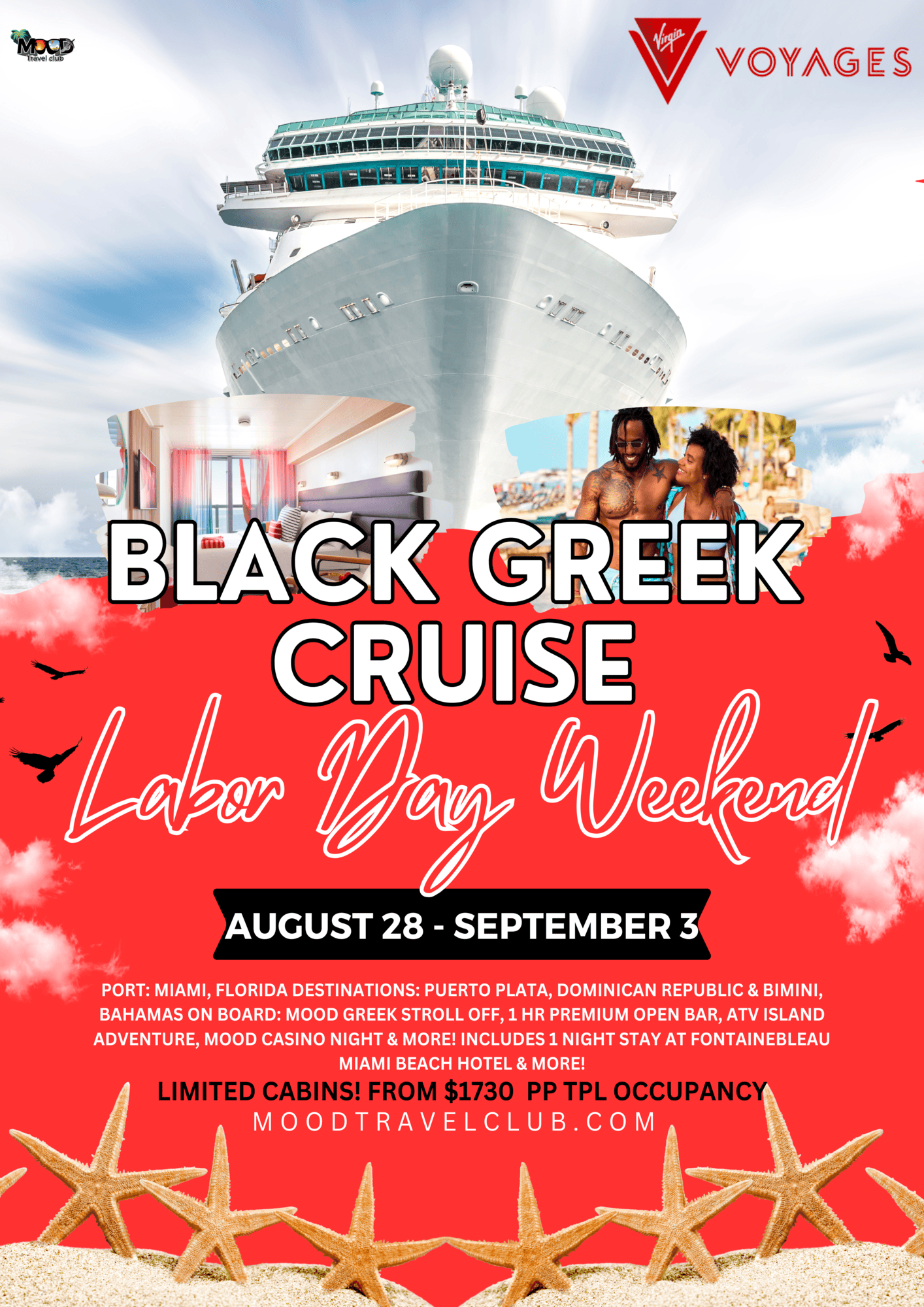 Labor Day Weekend 2025: The Ultimate Black Greek Cruise with MOOD Travel Club August 28 – September 3, 2025 |  Bahamas