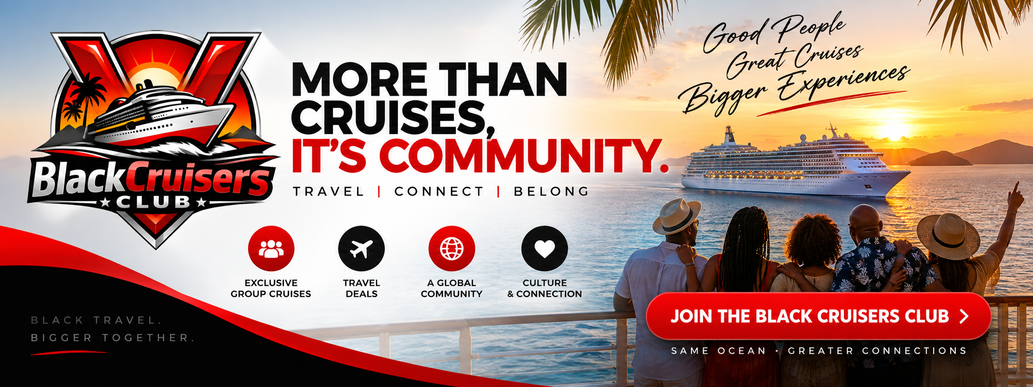 Black Cruisers Club Skool Community - More Than Cruises, It's Community. Join the fastest-growing community for Black travelers who sail with Virgin Voyages.
