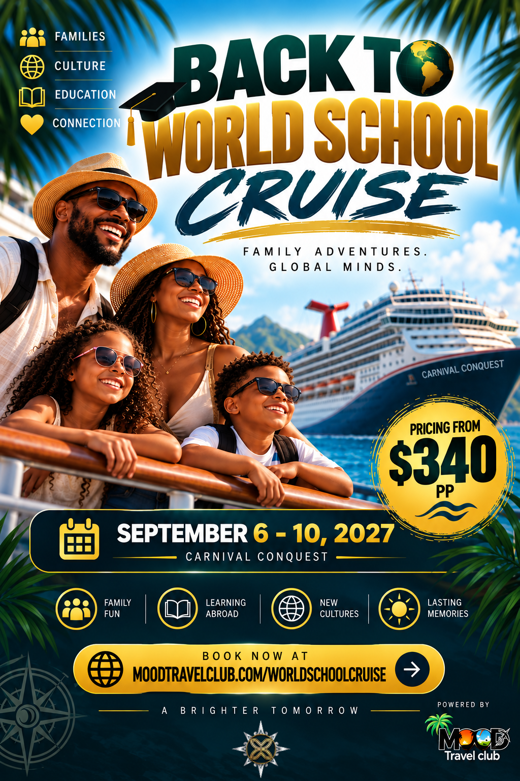Back To World School Cruise landing page graphic